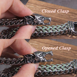 Christmas Gift Never Fade Rock Viking Wolf Bracelet Men's Stainless Steel Mesh Chain Can Open Wolf Mouth Punk Bracelets Biker Jewelry