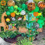 Christmas Gift 1set Jungle Safari Birthday Party Balloons Green Jungle Forest Animal Party Decoration Baby Shower Kids Birthday Party Supplies
