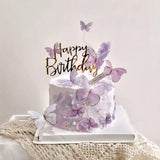 1Set Butterfly Paper Cake Topper Artificial Flower Head Happy Birthday Baby Shower Wedding Party Decor DIY Gift Baking Supplies