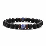 Volcanic Stone Bracelet for Men Lava Wooden 8mm Beads Bracelet Tibetan Buddha Wrist Chain Women Men's Jewelry Gift Bracelets