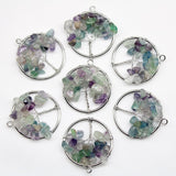 10pcs Mix Natural Stone Amethyst Lapis Lazuli 30mm Tree of Life Pendant 7 Chakra Reiki Pendant For Jewelry Making