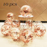 Back  To School Cifeeo 10/20 Rose Confetti Latex Transparent Balloons Metallic Confetti Ballon Baby Shower Kids Birthday Party Wedding Decoration Ball