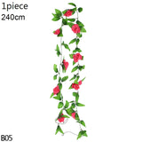 Christmas Gift Wisteria Artificial Flower Vine Ivy Leaf Garland Silk Rose Flowers Rattan String Vine Wedding Arch Flower Home Garden Decoration