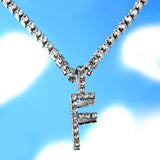 A-Z Custom Rhinestone Tennis Chain Letter Necklace for Women Men HipHop Jewelry Alphabet Pendant Necklace Choker Chain Wholesale