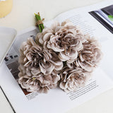 Christmas Gift 5pcs Pink Silk Rose Artificial Flowers Peony Bridal Bouquet for Wedding Home DIY Decoration Cheap Fake Flowers Hydrangea Crafts