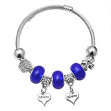 Pink Crystal Charm Silver Color Bracelets & Bangles for Women Murano Beads Silver Plated Bracelet Femme S925 Jewelry