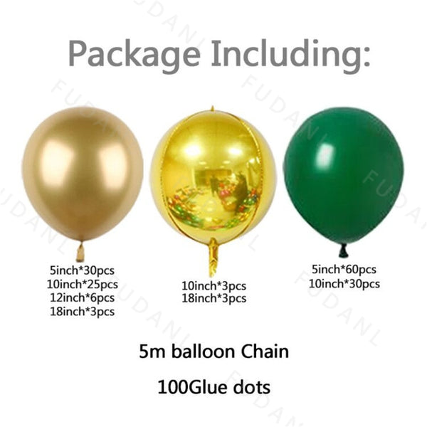 Cifeeo 1set Forest Green Garland Arch Kit Gold Balloons 4D Chrome Meta