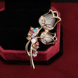 ZOSHI Fashion Jewelry Gold color Brooch Pins Austria Crystals Imitation Pearl Flower Brooch Wedding Accessories Vintage