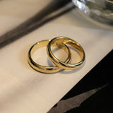 Christmas Gift High Quality 4mm Wholesale Simple Ring Fashion Gold Ring Men's and Women's Exclusive Couple Wedding Ring (Free Sent Earring)