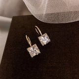 2022 New Fashion Women's Geometric Crystal Square Mini Earrings South Korea Sexy Trend Women's Jewelry Classic Small Earrings