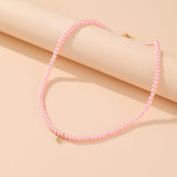 Cifeeo Trendy Bead Strand Beaded Choker Necklace For Women Bohemian Colorful Handmade Short Daisy Pearl Necklace Collar Jewelry