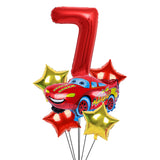 1 Set Large Size Cartoon Car Foil Balloon Set Blue Red 32 Inch Number Star Helium Globos Birthday Party Decoration Ball Boy Toys