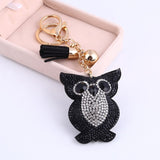 Heart Keychain Leather Tassel Key Holder Metal Crystal Key Chain Keyring Charm Auto Pendant Gift
