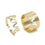 2 Pcs/set Punk Hip Hop Planet Women Ring Design Universe Planet Open Ring Fashion Creative Letter Love Rings Jewelry