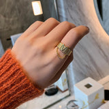 Graduation Gift  New Gothic Stainless Steel Chain M Letter Opening Gold Rings For Woman 2021 Korean Fashion Jewelry Party Girl's Unusual Ring Set