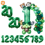 Christmas Gift 1set Jungle Safari Birthday Party Balloons Green Jungle Forest Animal Party Decoration Baby Shower Kids Birthday Party Supplies