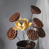 1pc,Real Natural Dried Pressed Lotus Flower,Decorative Handmade Water Lily Flower Branch,Table Decoration For Home,Living Room