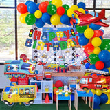 Transport Vehicle Theme Party Balloons Garland Arch Kit Plane Train Fire Truck Foil Balloons Kid Boys Birthday Party Decoration