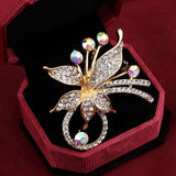 ZOSHI Fashion Jewelry Gold color Brooch Pins Austria Crystals Imitation Pearl Flower Brooch Wedding Accessories Vintage