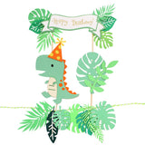 Cifeeo  Dinosaur Cake Toppers Jungle Safari Dino Theme Party Cake Decor Palm Leaves Kids Birthday Party Decorations Baby Shower Supplies