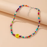 Cifeeo Trendy Bead Strand Beaded Choker Necklace For Women Bohemian Colorful Handmade Short Daisy Pearl Necklace Collar Jewelry