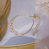 Luxury Super Shine Zircon Flower Bracelet for Women Cute Romantic CZ Lady Bresselet Daily String Pulseras