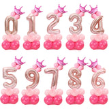 14 pcs Number Balloon Stand Foil Digital Balloons With Crow Wedding Birthday Party Decorations Kids Boy Girl Baby Shower Balloon