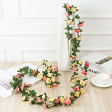 Christmas Gift 2.2m Artificial Flowers Ivy Roses Silk Flowers Garland DIY Flowers for Wedding Garden Home Decoration Accessories Flower Vine