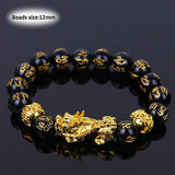 Wealth and Good Luck Chinese Fengshui Pixiu Bracelet Unisex  Wristband Men Women Bracelets Obsidian Beads Bracelet Jewelry Gift