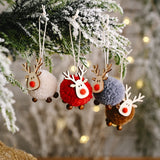 Christmas Gift Cute Felt Wooden Elk Christmas Tree Decorations Hanging Pendant Deer Craft Ornament Christmas Decorations for Home New Year