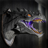 Cifeeo  3D Dragon Statue Legends Prop Wall Mounted Dinosaur Smoke Light Wall Art Sculpture Statue Wall Art Home Decor Room Decoration