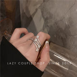 French Romantic Star Silvery Opening Ring For Woman Korean Fashion Jewelry New Gothic Party Student Girl's Unusual Sexy Ring Set