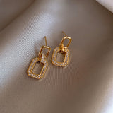 Exquisite Luxury Micro Inlaid Zircon Geometric Square Earrings For Woman 2022 Korean Fashion Jewelry Party Girls Unusual Earring