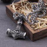 Stainless Steel Thor's Hammer Necklace Viking Dragon Necklace For Men Jewelry Talisman