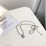 Cifeeo Kpop Vintage Simple Stainless Steel Heart Pendant Necklace For Women Plaid Harajuku Sweater Neck Chain Aesthetic Y2k Jewelry