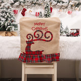 Christmas Chair Cover Linen Embroidery Santa Claus Elk Christmas Decoration for Home Xmas Home Table Decor Navidad New Year 2022