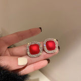Cifeeo Korean New Pearl Square Earrings Fashion Temperament Small Simple Versatile Earrings Women's Jewelry