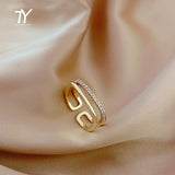 Luxury Zircon Double Student Opening Rings For Woman New Fashion Gothic Finger Jewelry Wedding Party Girl's Sexy Ring