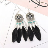 ZOSHI  Long Tassel Fashion Feather Style Ethnic Boho Big Dangle Statement Earring Wedding Earrings Accessories Wholesale