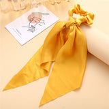 Cifeeo Fashion Colorful Bow Satin Long Ribbon Women Hair Scrunchies Scarf Ponytail Holder Elastic Hair Bands Hair Accessories