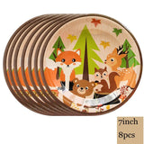 Christmas Gift 1Set Woodland Party Supplies Safari Jungle Animal Balloons Paper Plates/Cups Kids Forest Baby Shower Birthday DIY Decoration