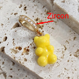 Candy Color Gummy Bear Resin Pendant Necklace for Women Simple Golden Metal Chain Necklace Female Fashion Jewelry Gifts