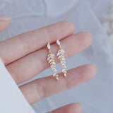 Plated Leaves Earring Delicate Micro Inlaid Cubic Zircon CZ Stud Earrings Wedding Jewelry Pendant