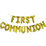 1set First Holy Communion Gold Balloons Bunting Banner Religious 1st Confirmation Christening Wall Decoration Photo Props Ballon