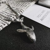 Christmas Gift Charm Blue Whale Jumping Pendant Necklace Fashionable Men and Women Simple Necklace Sweater chain Accessories jewelry