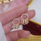 Super Shining Buckle Circle Earrings for Women Elegant Zirconia Stud Earring Birthday Gift Brincos