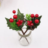 1Pcs Christmas Decor Artificial Flower Stamens Pearl Branches Mixed Berry For Wedding Decoration DIY Gift Box Craft Fake Flowers