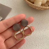 Cifeeo Hot Selling Delicate Enamel Cotton Plaid Drop Earrings Winter Trendy Cloth Resin Pompon Wood Flower Earrings For Women Gifts