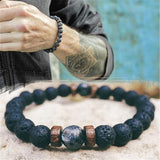 Volcanic Stone Bracelet for Men Lava Wooden 8mm Beads Bracelet Tibetan Buddha Wrist Chain Women Men's Jewelry Gift Bracelets