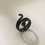 European American Vintage Punk Open Ring for Men Three-dimensional Cool Cobra Snake Ring Wholesale Jewelry